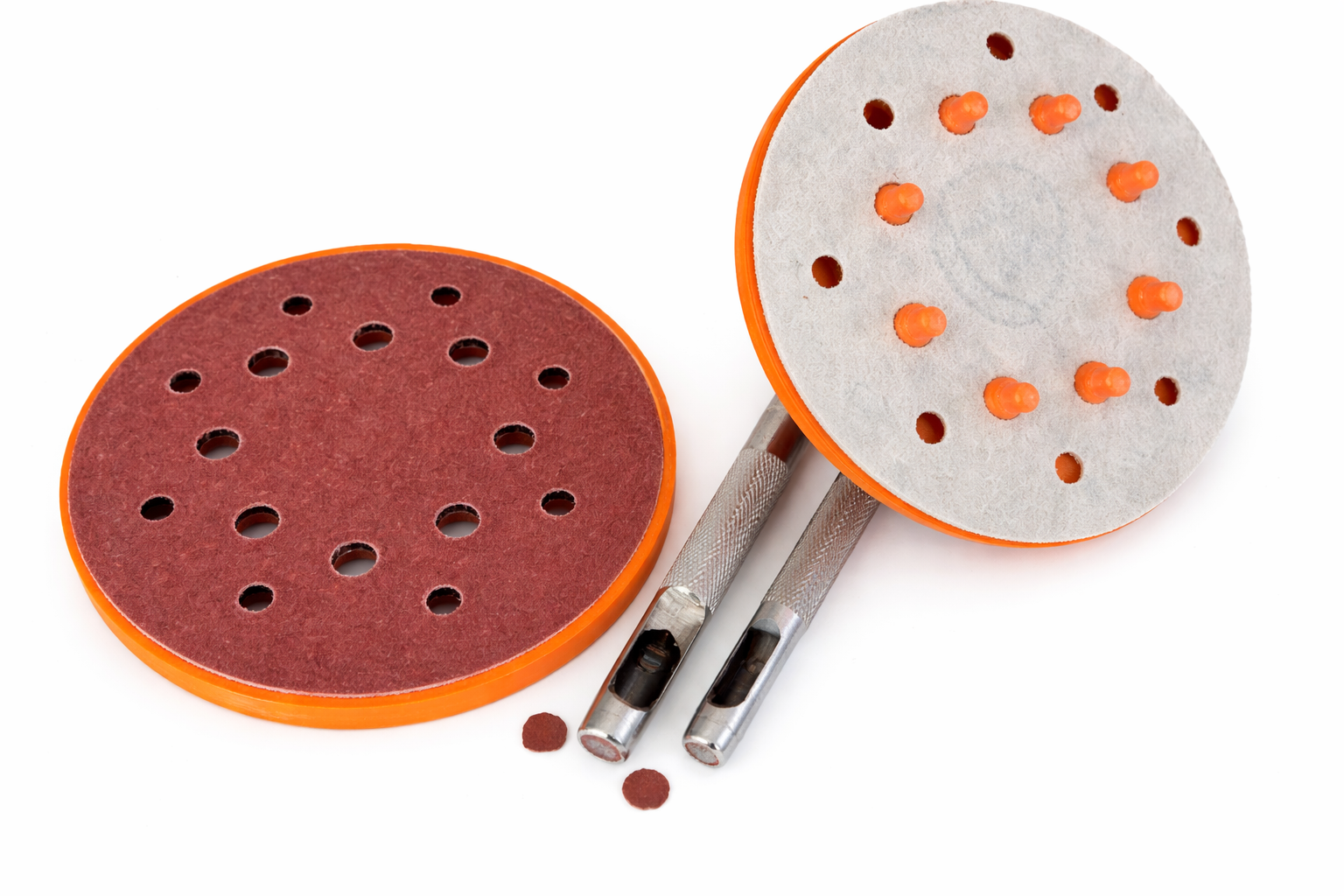 Template for cutting holes in grinding discs