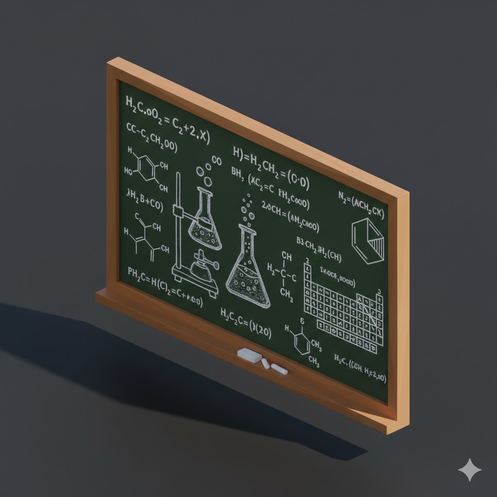 Low Poly Chemistry Blackboard