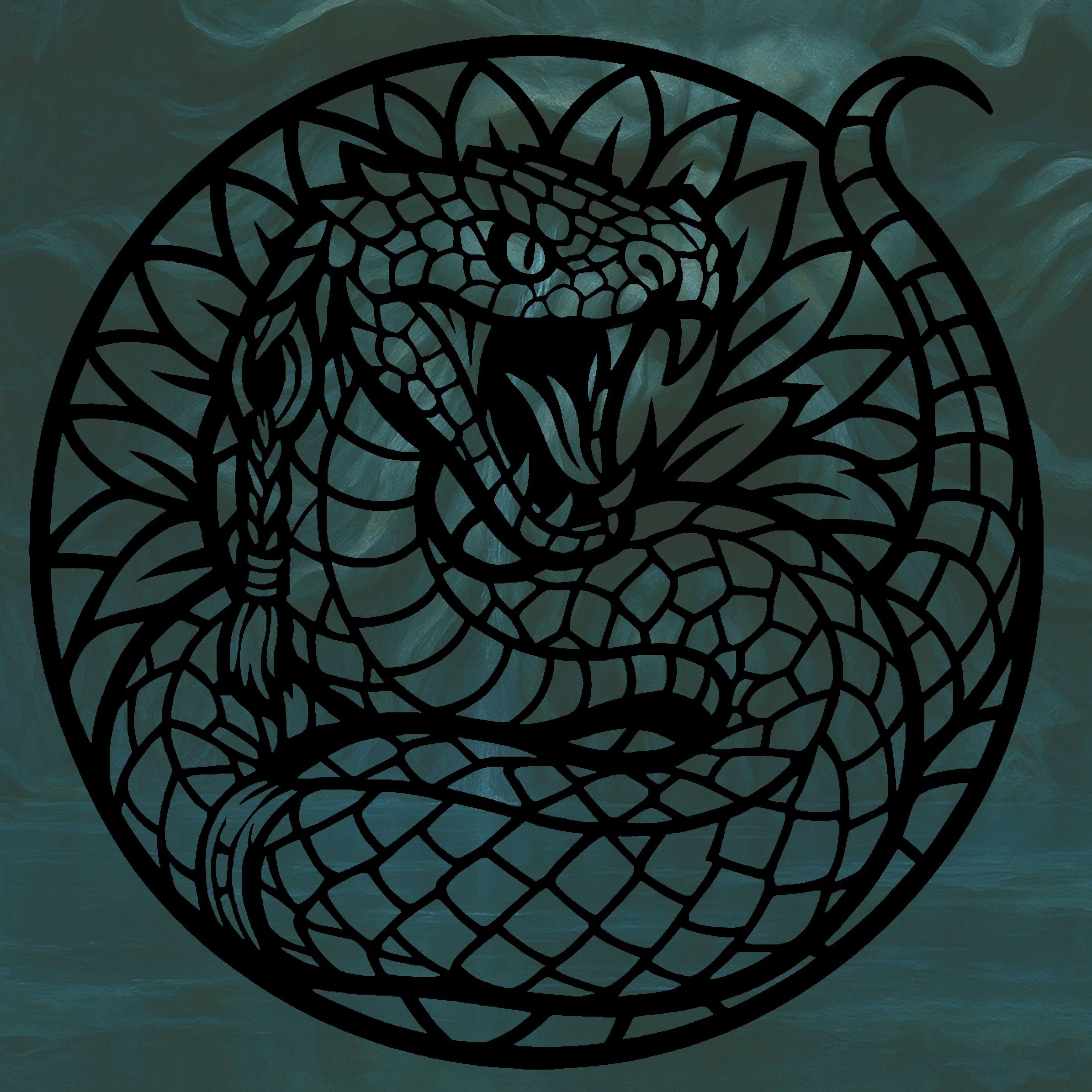 Basilisk 2D stained glass art