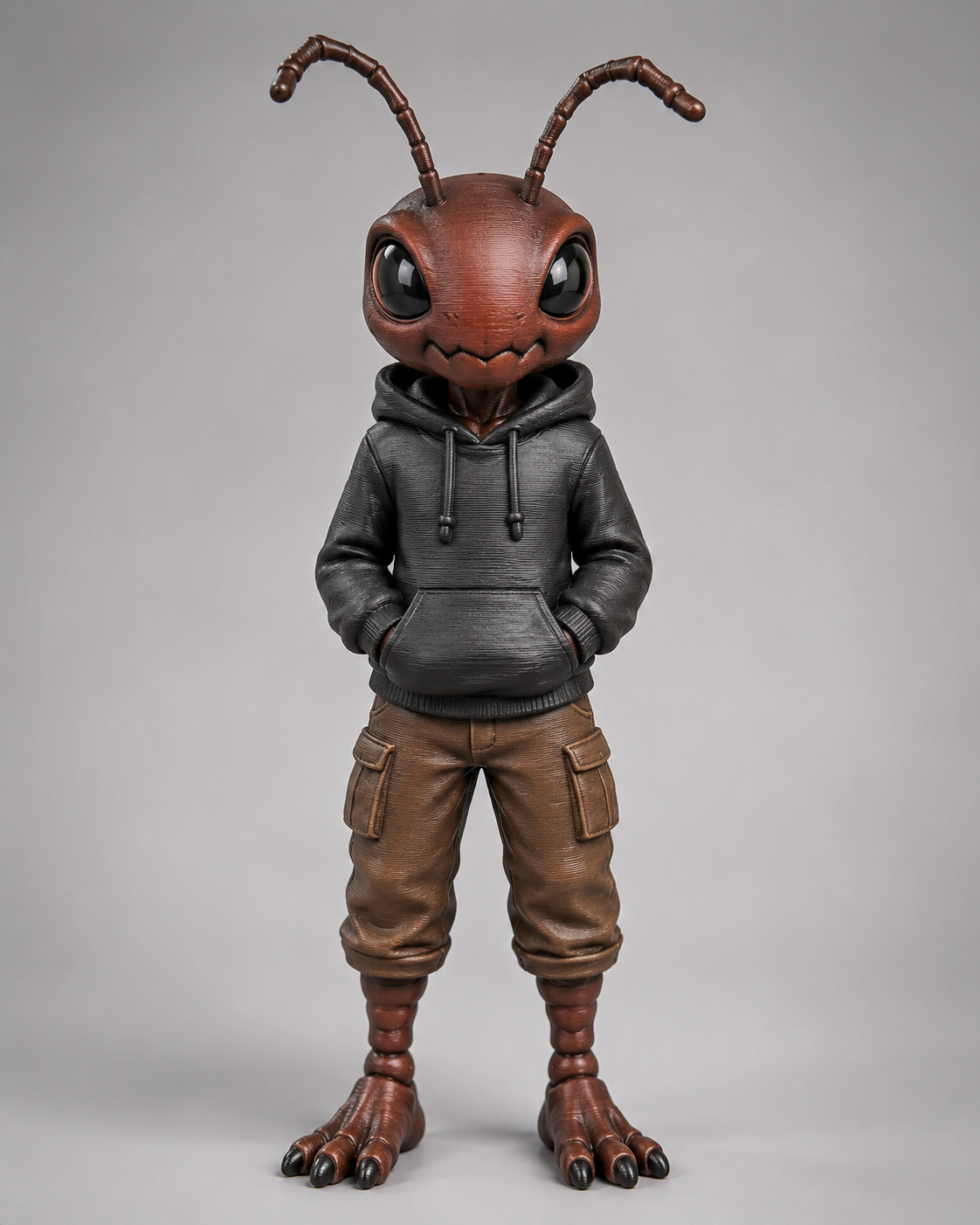 Anthropomorphic ant figure in a hoodie -- Anthropomorphe Ameisenfigur im Hoodie