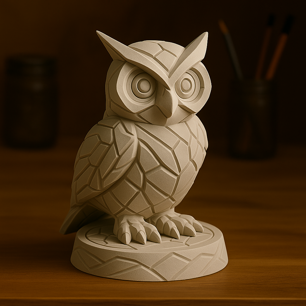 Geometric Owl Sculpture – Stylized Decorative Figurine