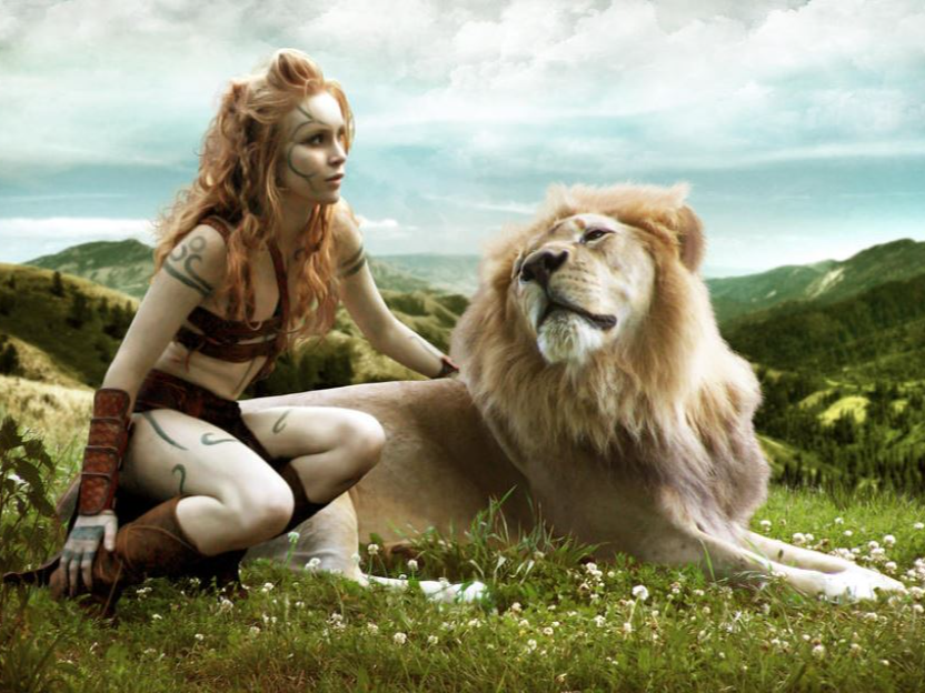 Girl and Lion