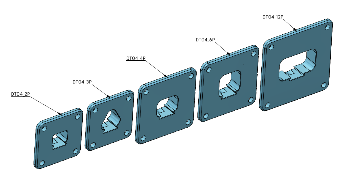 Deutsch DT receptacle flange adapters for panel mounting