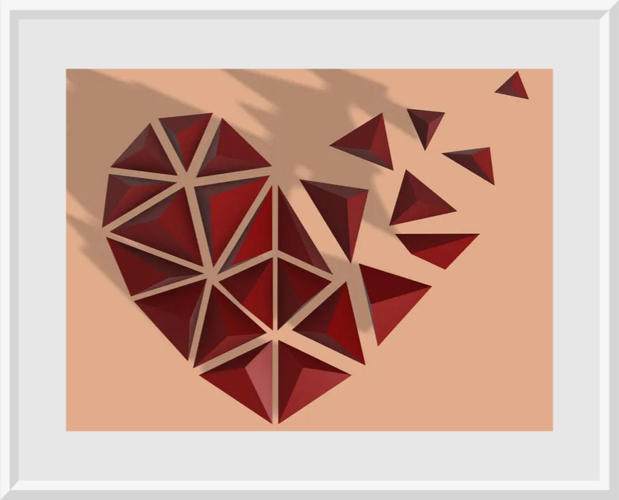 3D Wallart - Low-poly Heart (Not only for Valentinesday)