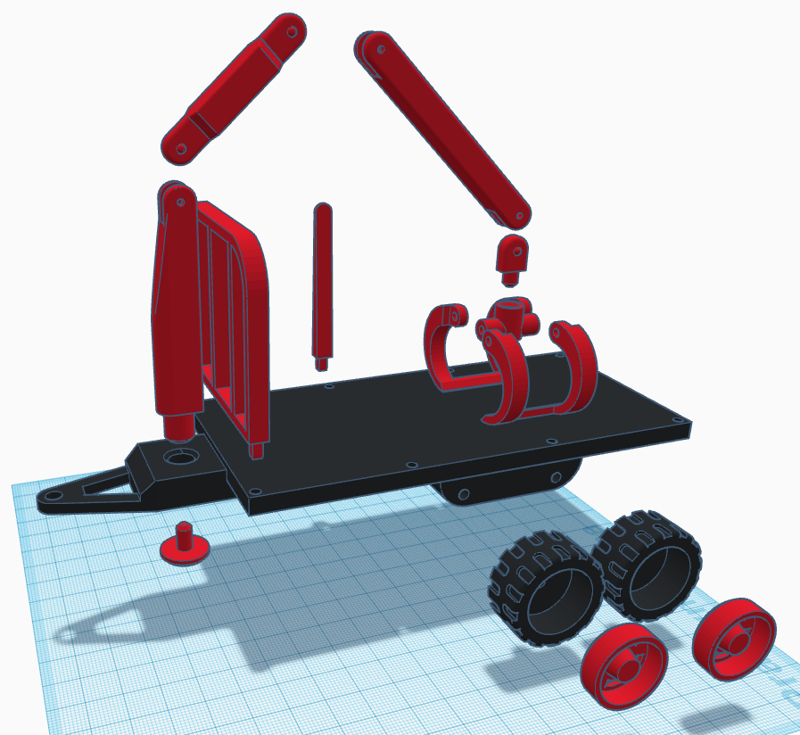 Log trailer with articulated arm and claws