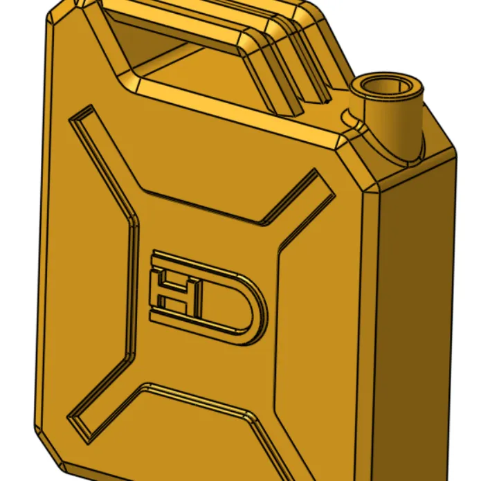 Jerrycan for brick models, with 3 axle holes and HD logo by HorcikDesigns, Download free STL model