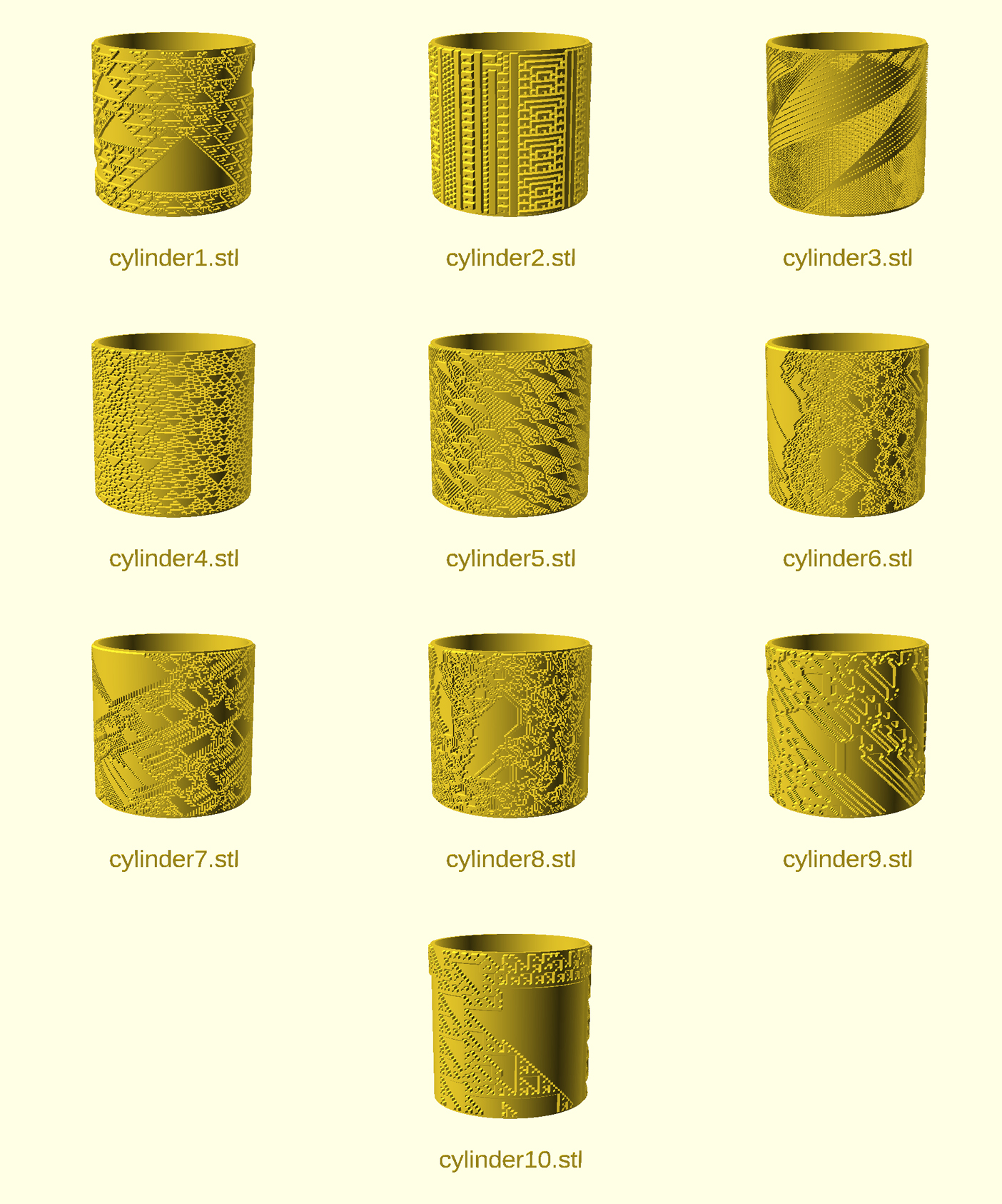 Miniatura 8 do modelo 3D Wolfram's CA Cylinders Collection