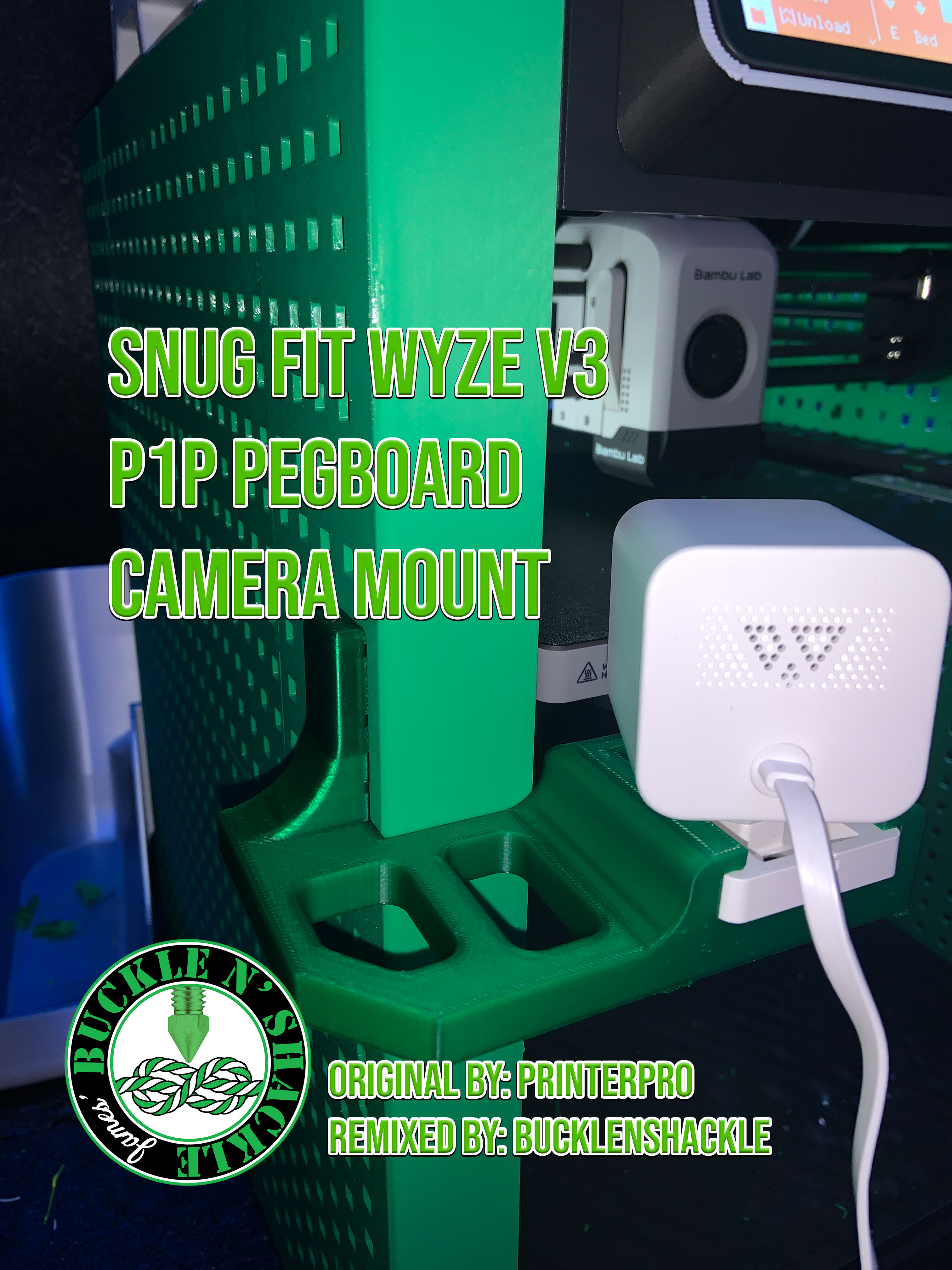 Snug Fit Wyze v3 P1P Pegboard Camera Mount