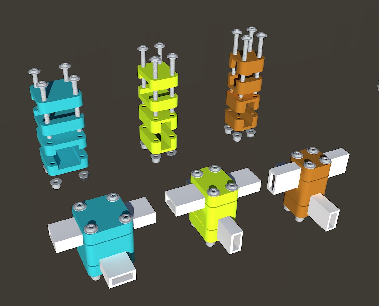 Strong cross connectors for rectangular tubes