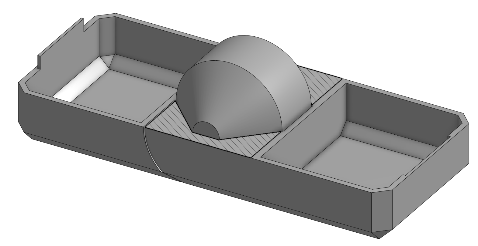 Small print in place hinged box with circular inlay and snap closure by