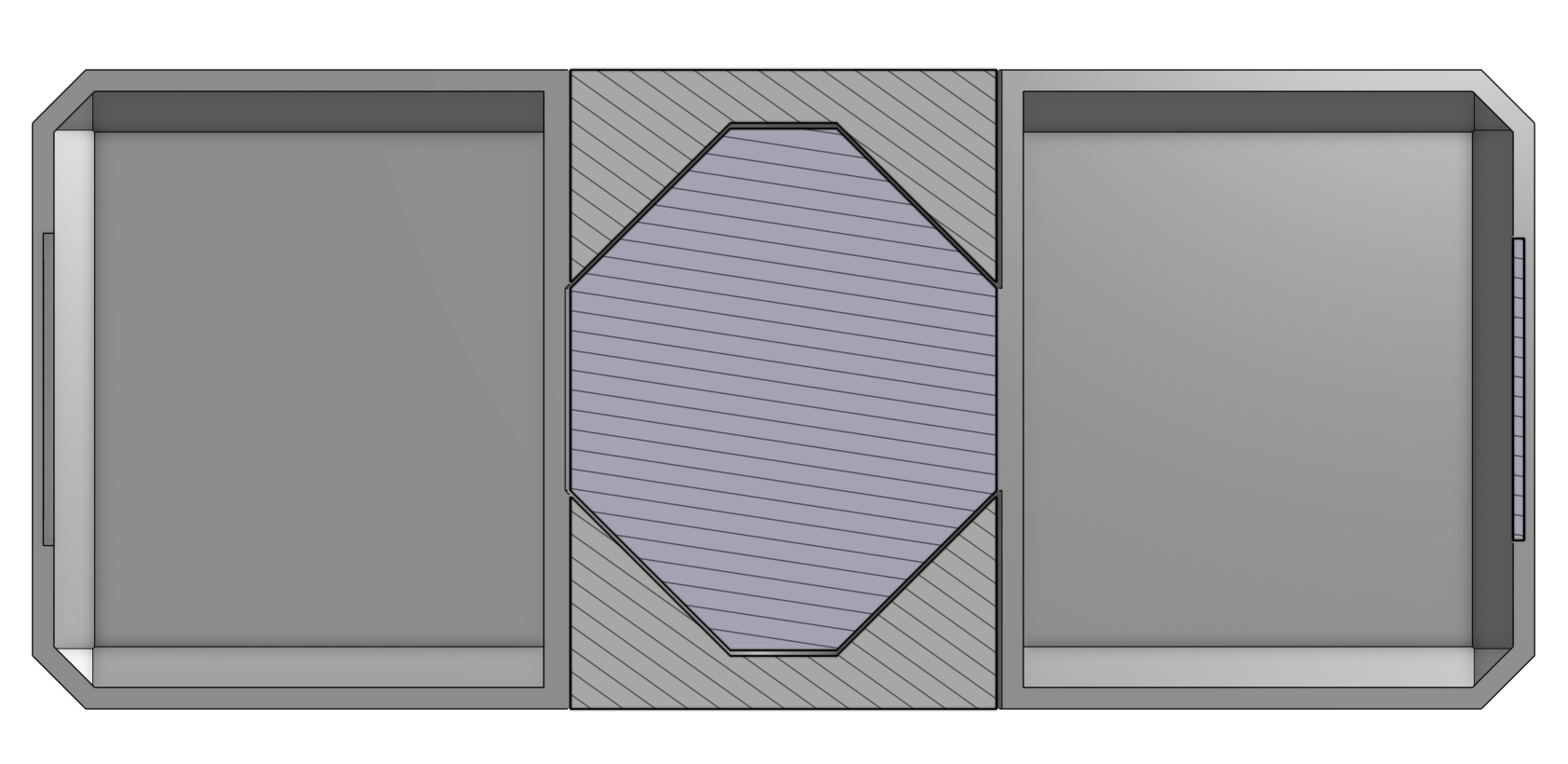 Small print in place hinged box with circular inlay and snap closure by