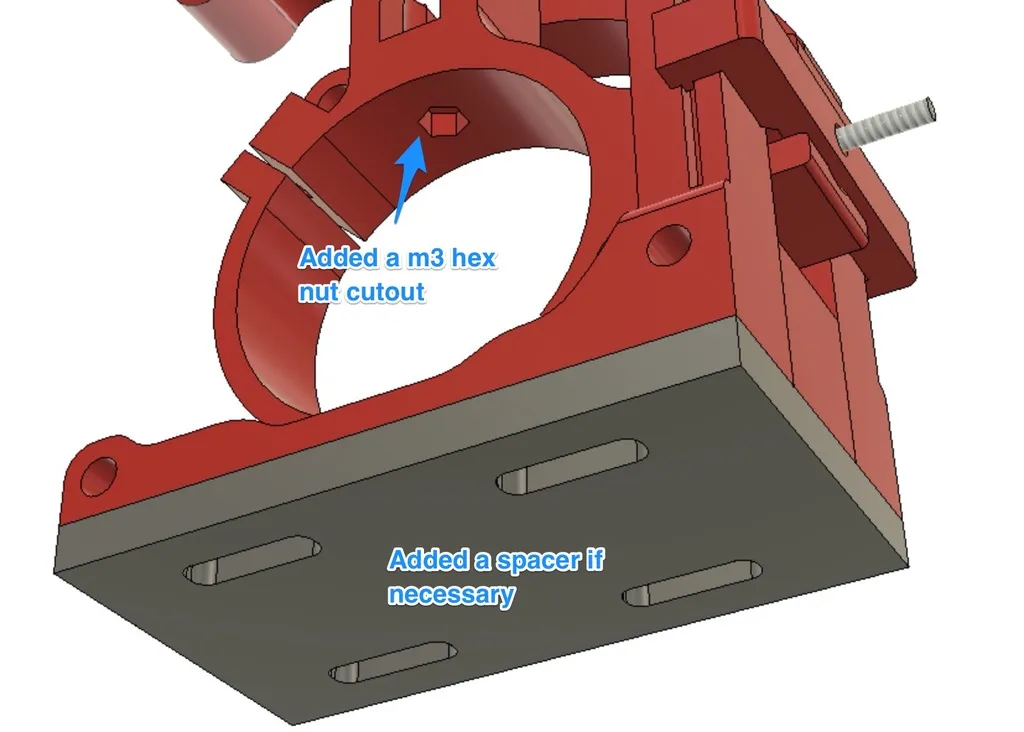 K40 Laser Tube Mount (M3 Hex Head screw cutout + Spacer) by Ben