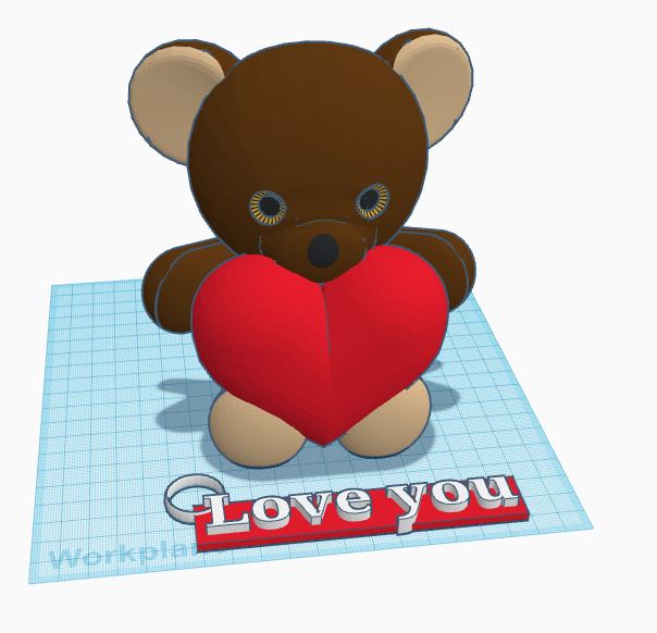 Teddy bear hugging a love heart