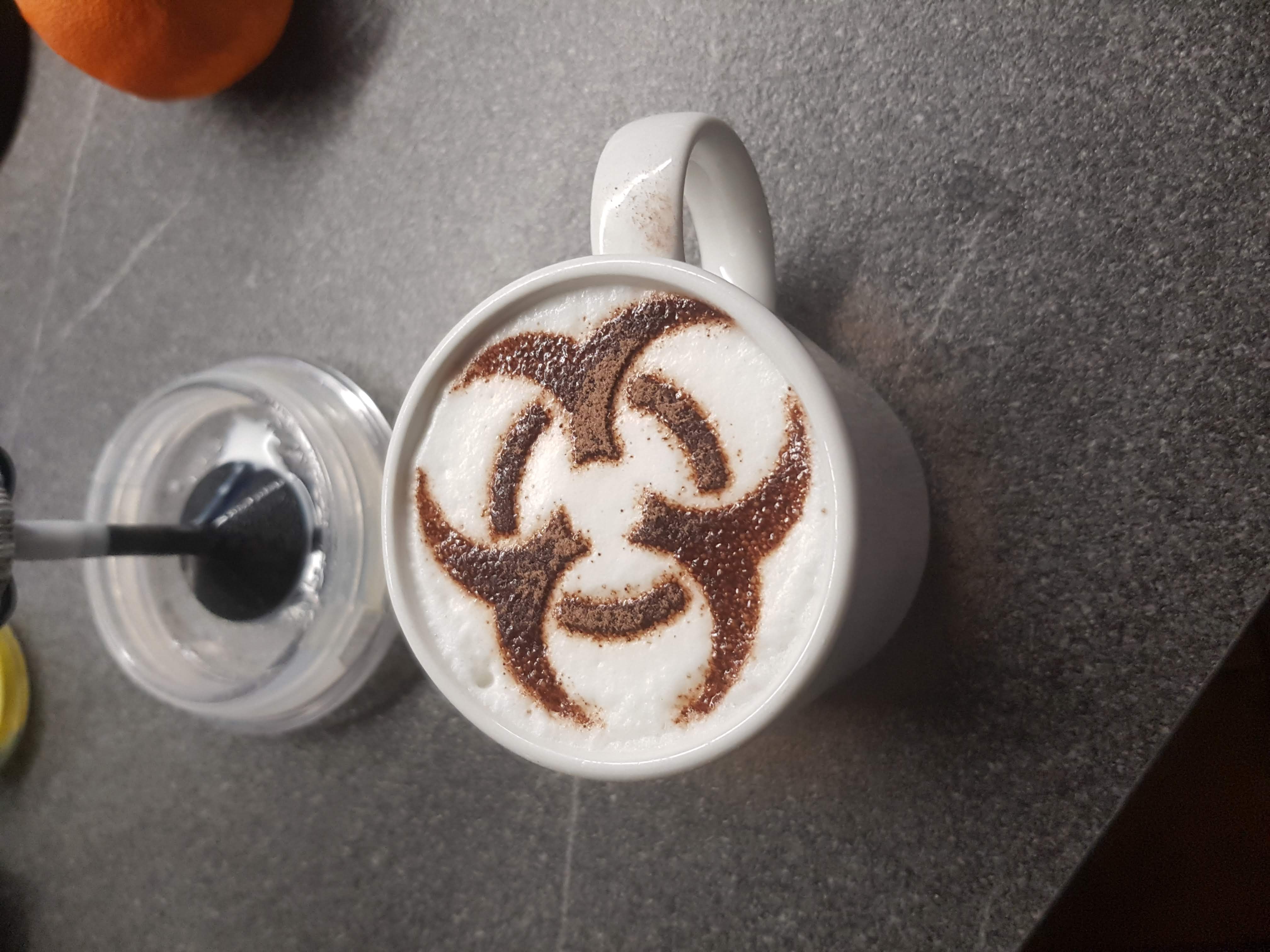 Biological hazard coffee stencil