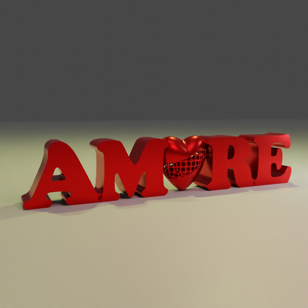 Valentine AMORE Heart Letters Voronoi