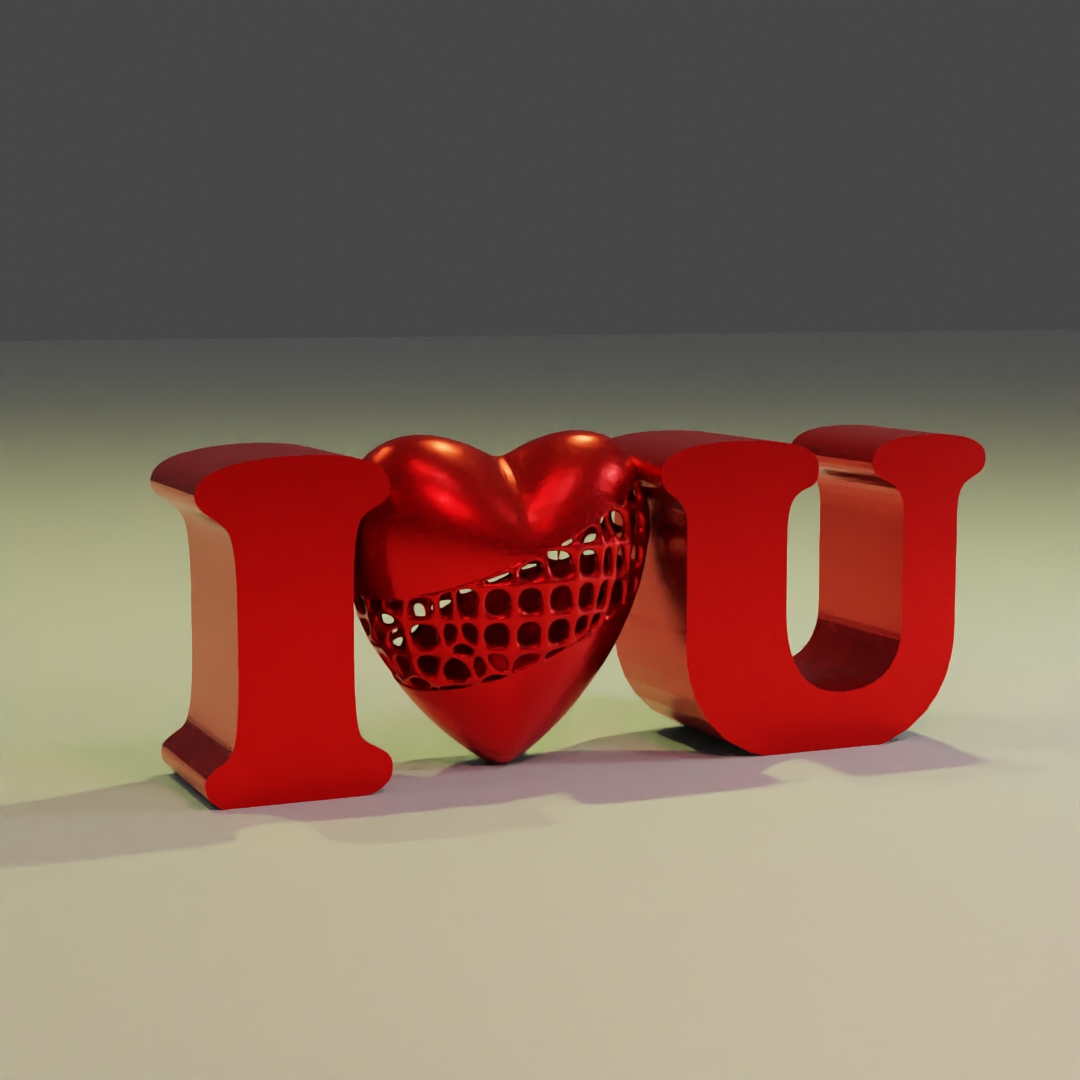 Valentine I Love U Heart Letters Voronoi