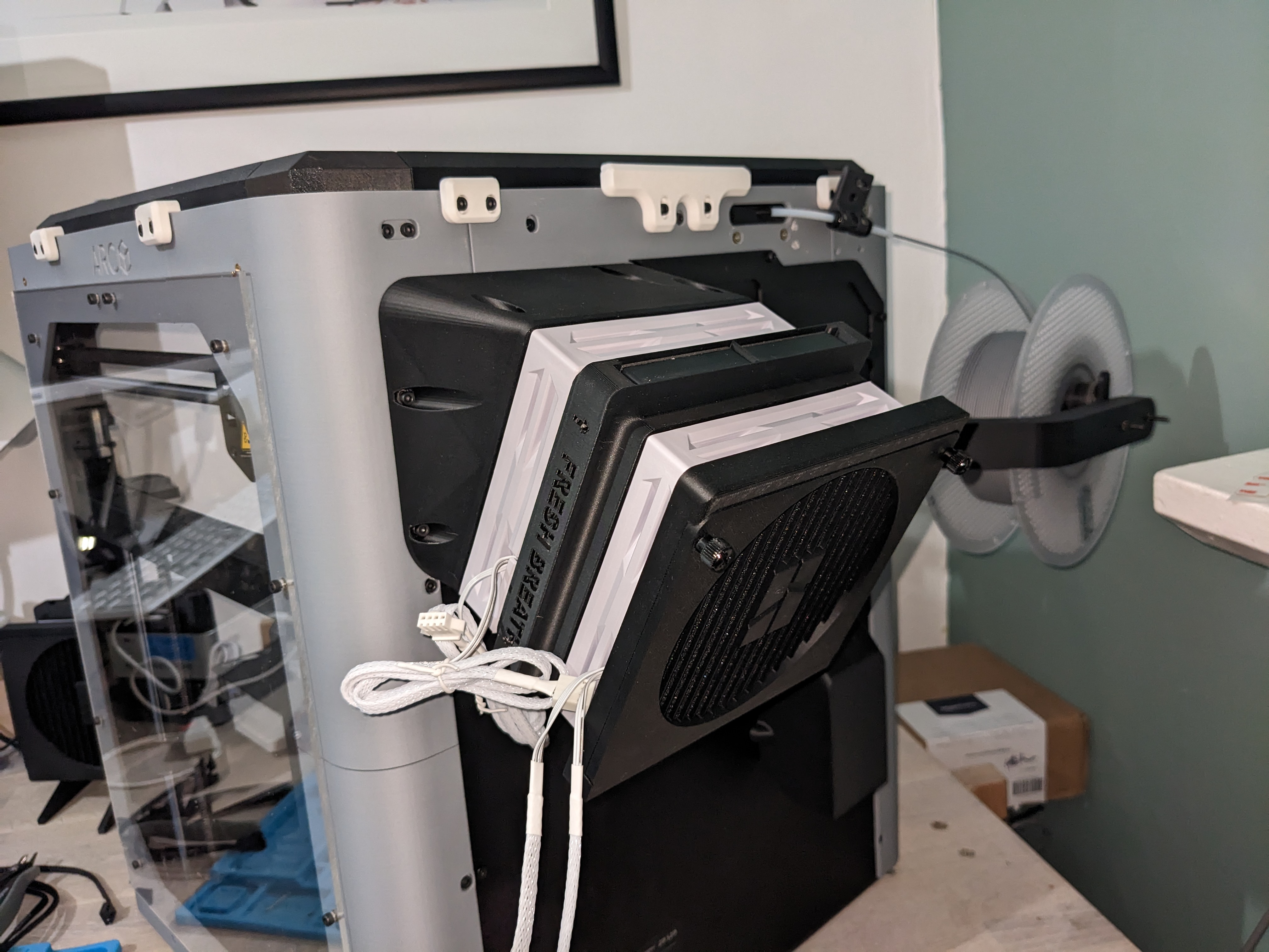 Rear panel extractor mounts and filters for the Bambu P1P