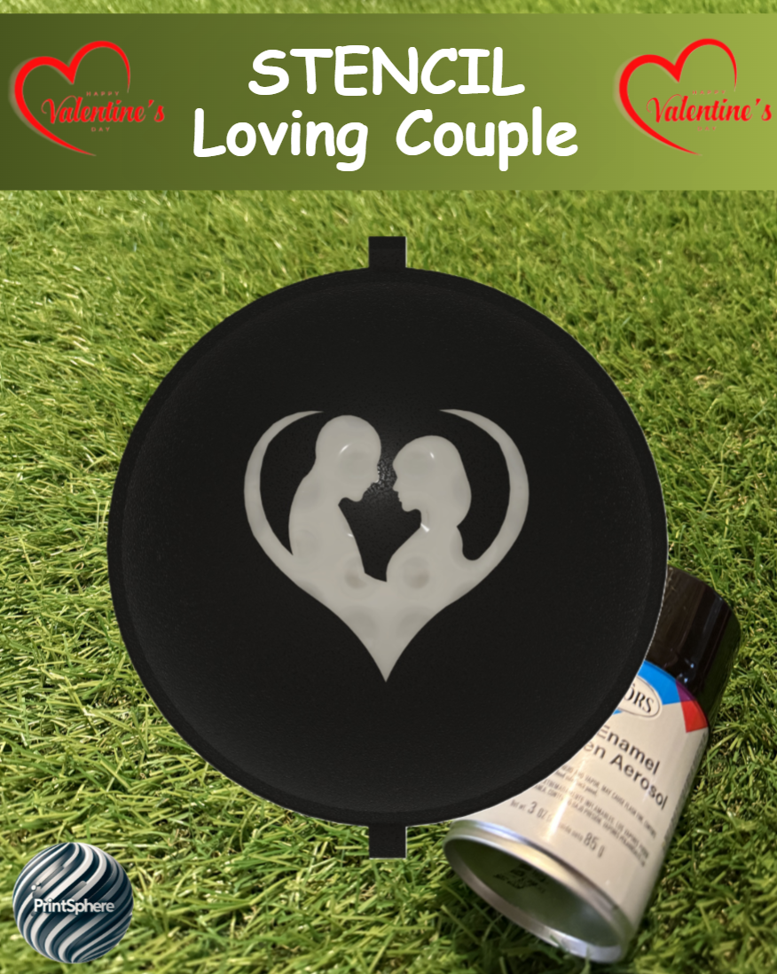 Golf - Golf Ball Stencil - Insert - Valentines - Loving couple in a Heart - Spray