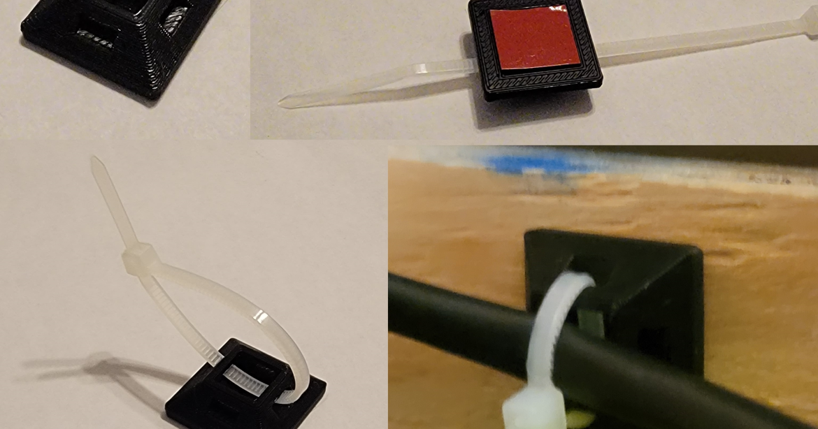 Zip Tie Mount with screw and/or doublesided tape by McTech3D