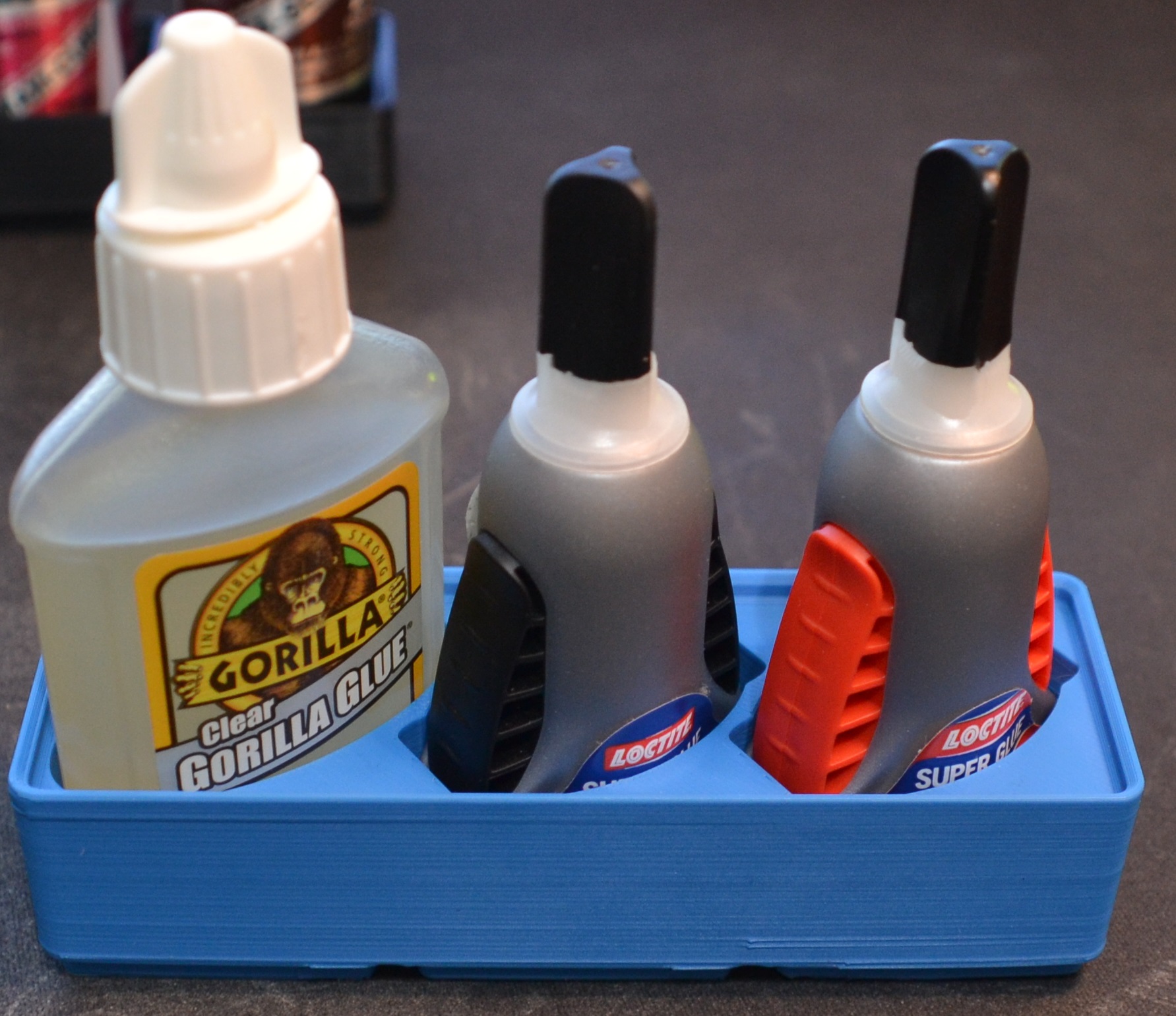 Gridfinity Gorilla and 2x Loctite Superglue holder