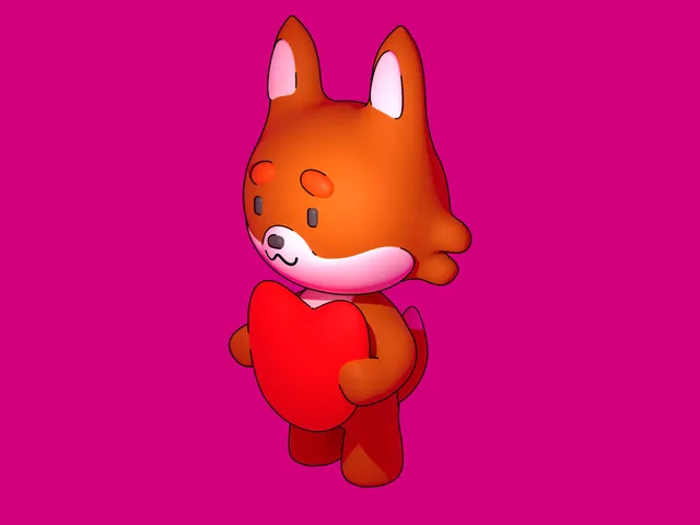 Cute Fox Hugging A Heart For Valentine's Day