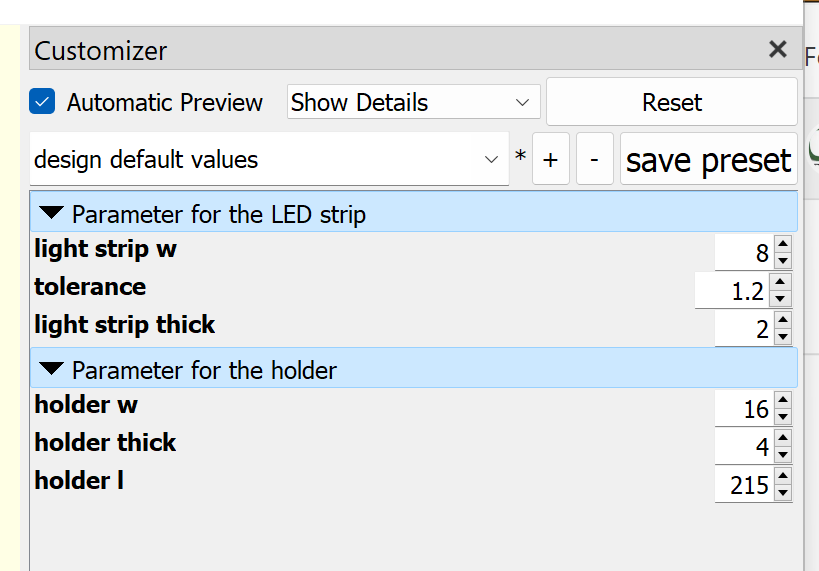 Miniatura 4 do modelo 3D Parametric LED strip mounts for side lighting