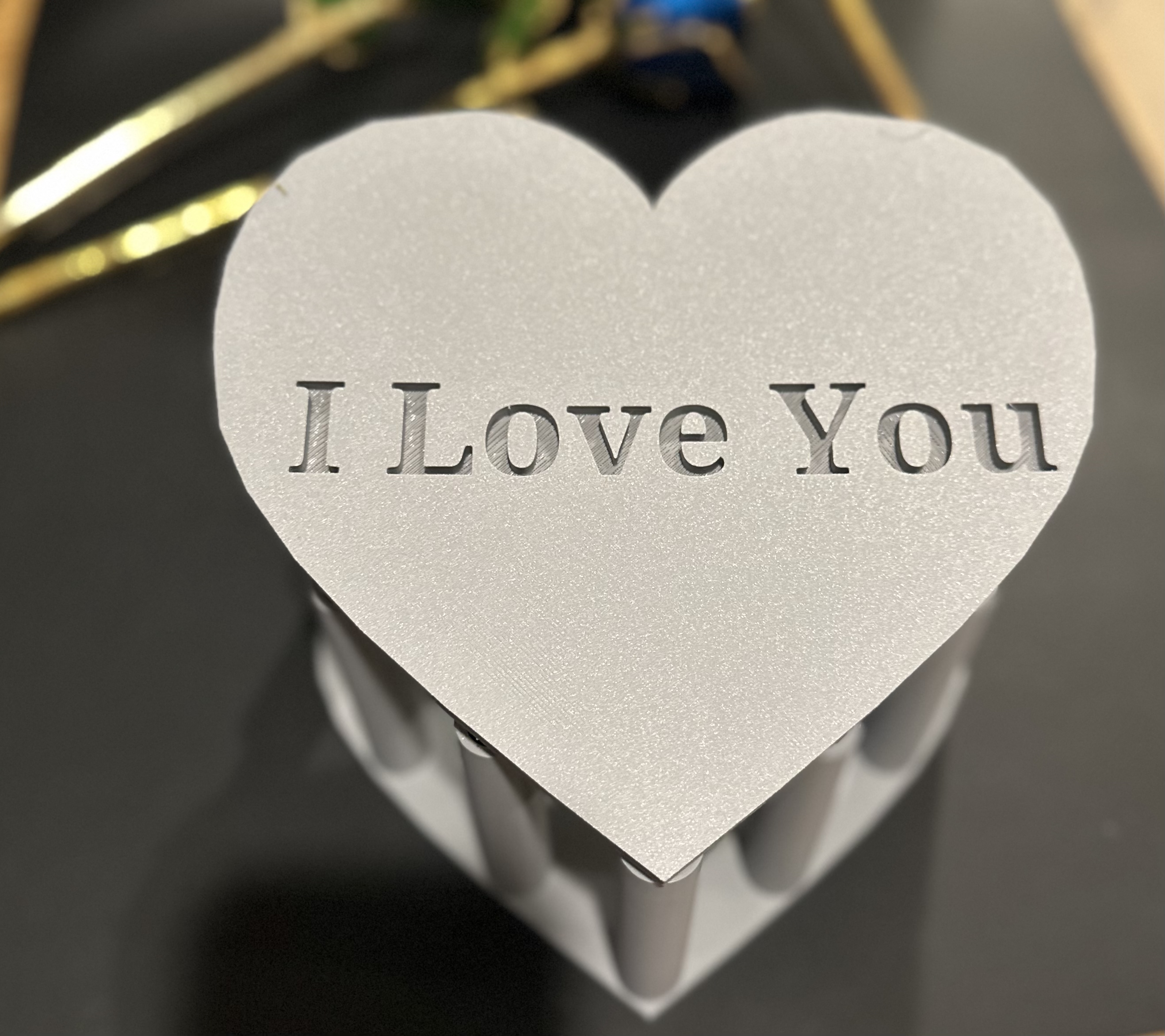 Heart Shaped Gold Dipped Rose Holder and Gift Box Lockable Version