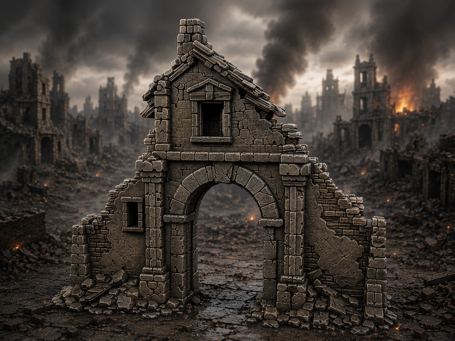 Free STL Model — Ruined Town Gate