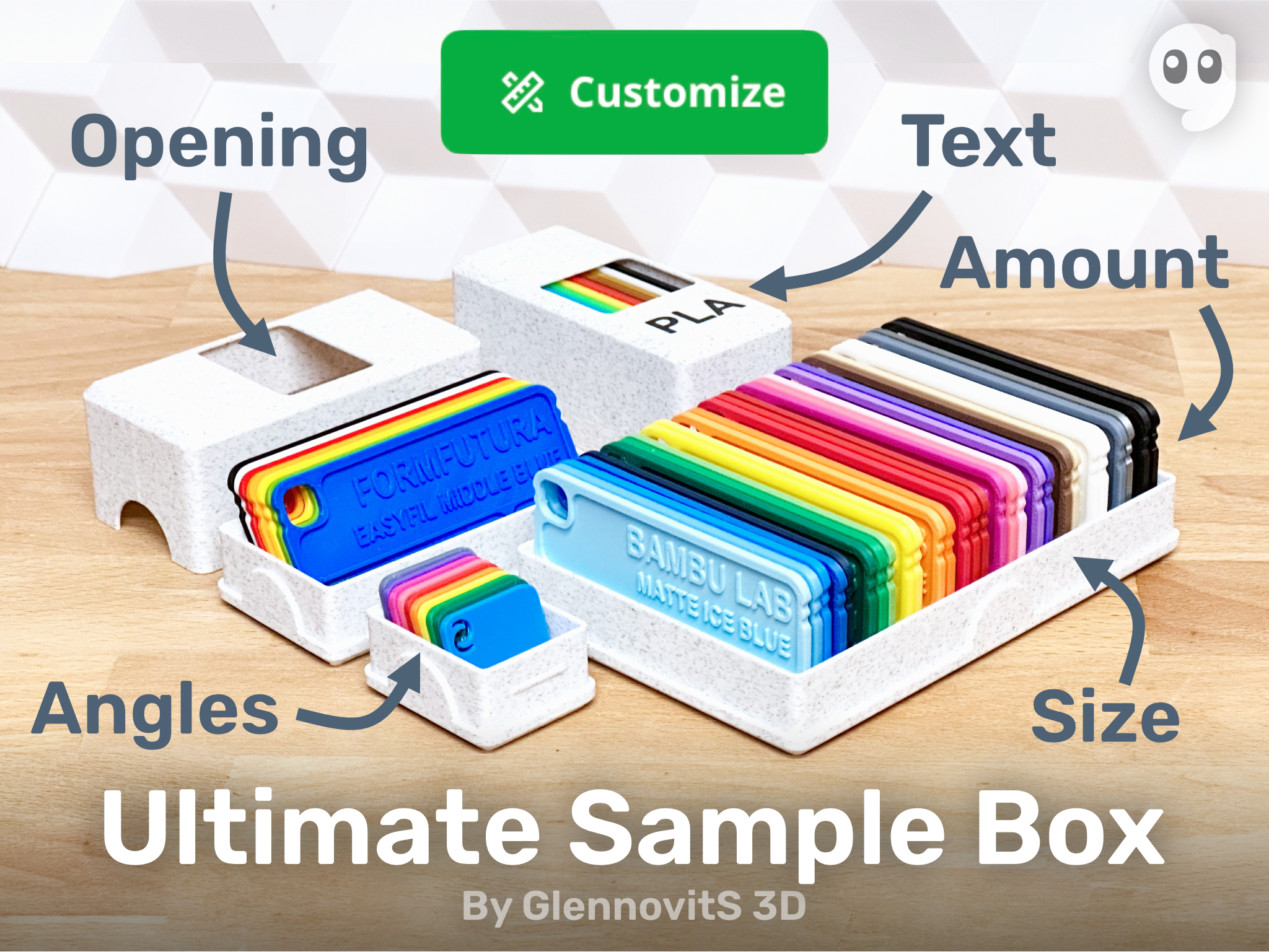 Ultimate Sample Box (customizable filament swatch box)