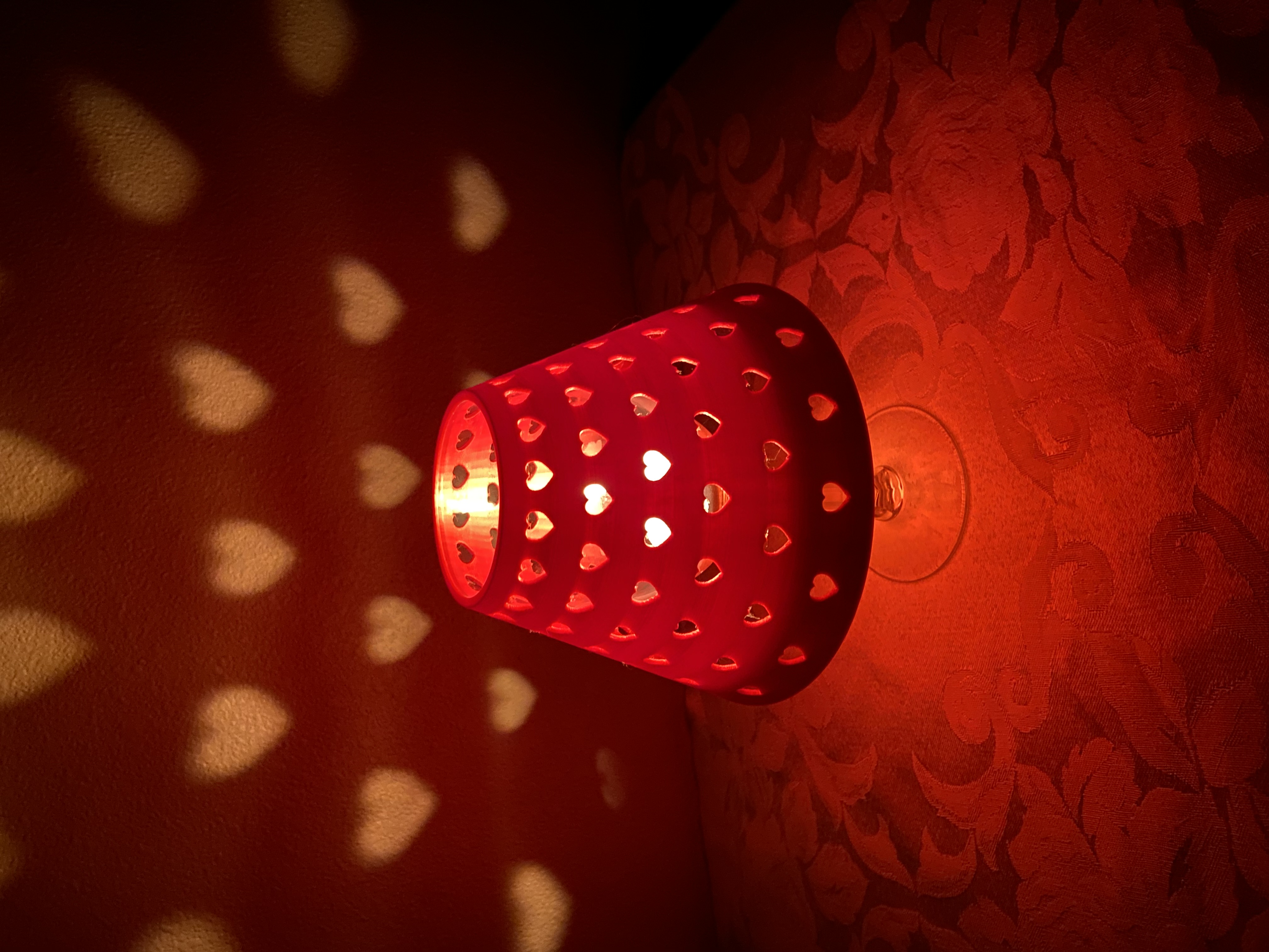 Wine glass tea light lampshade with heart cutouts by Doug Download