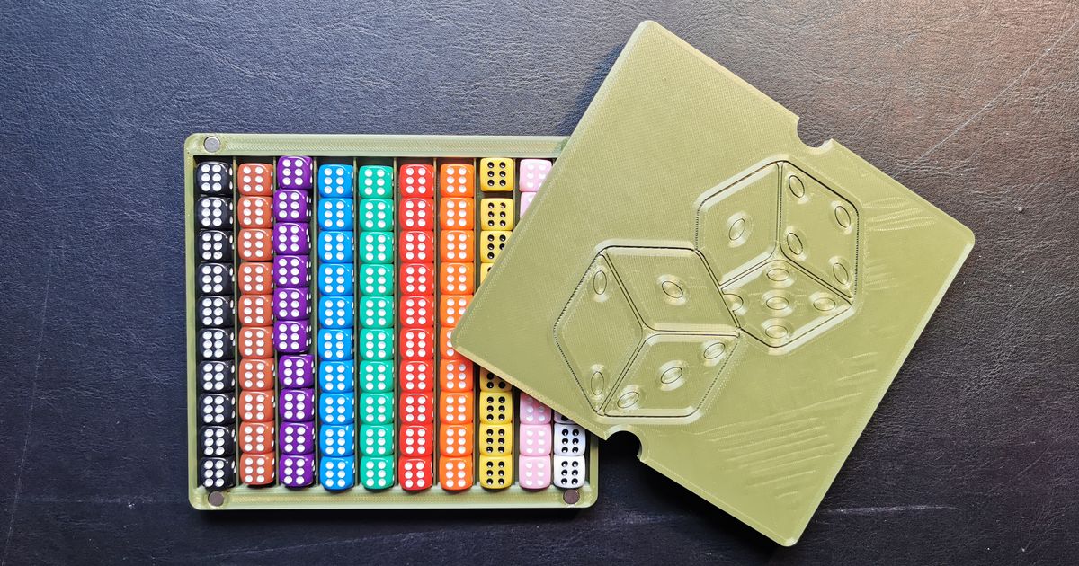 100 D6 12mm Box with dice tray by 3DevLo Download free STL model