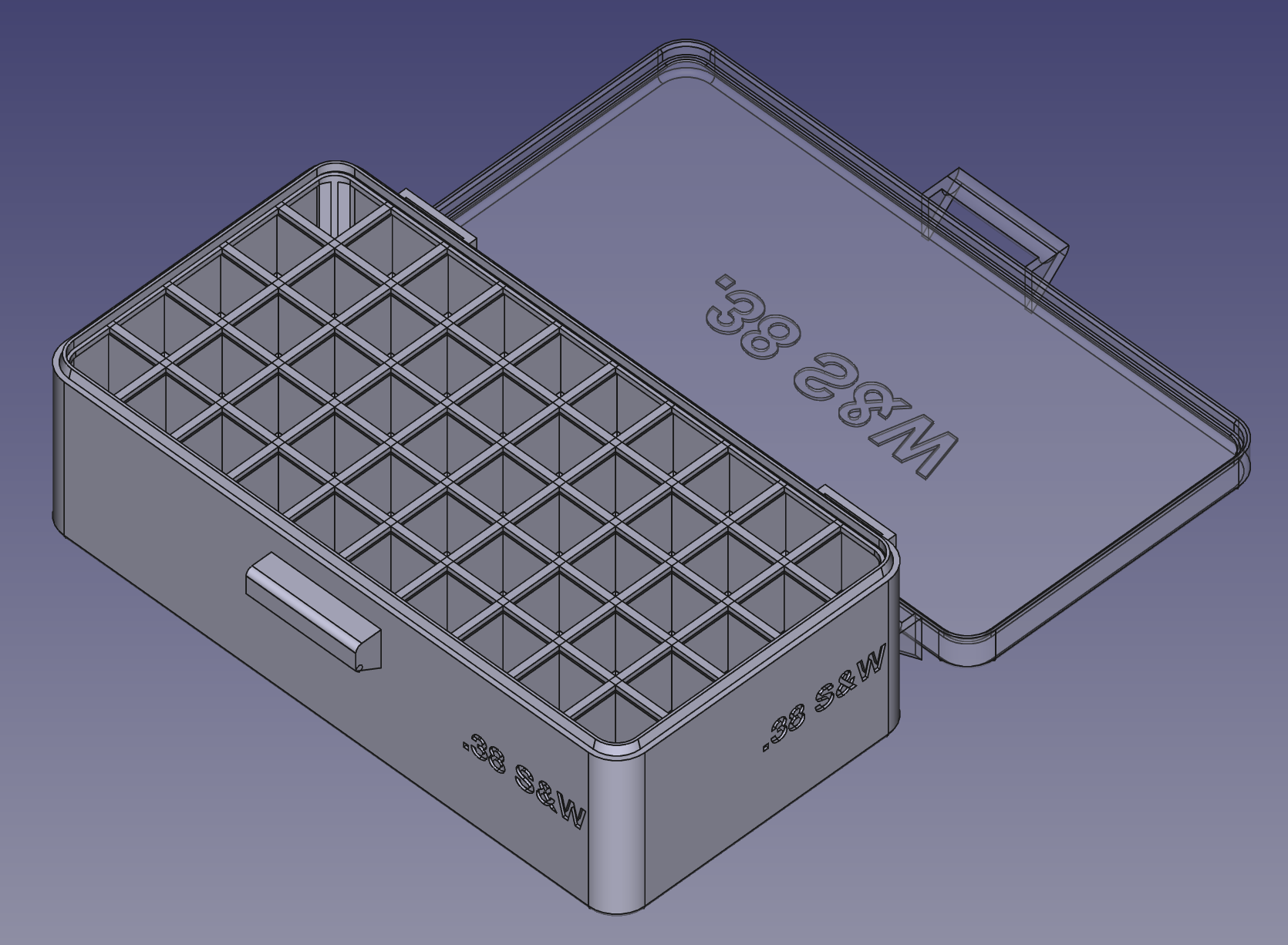 .38 S&W, Head Up, Snug Snap Latch Modular Ammo Box