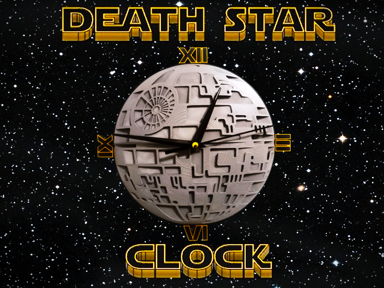 Death Star Clock, Curved 3D - Star Wars, Removable Numbers