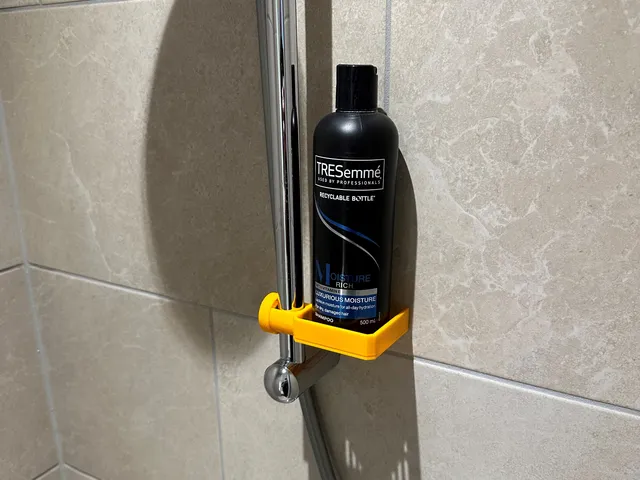 Shampoo shelf to shower rail