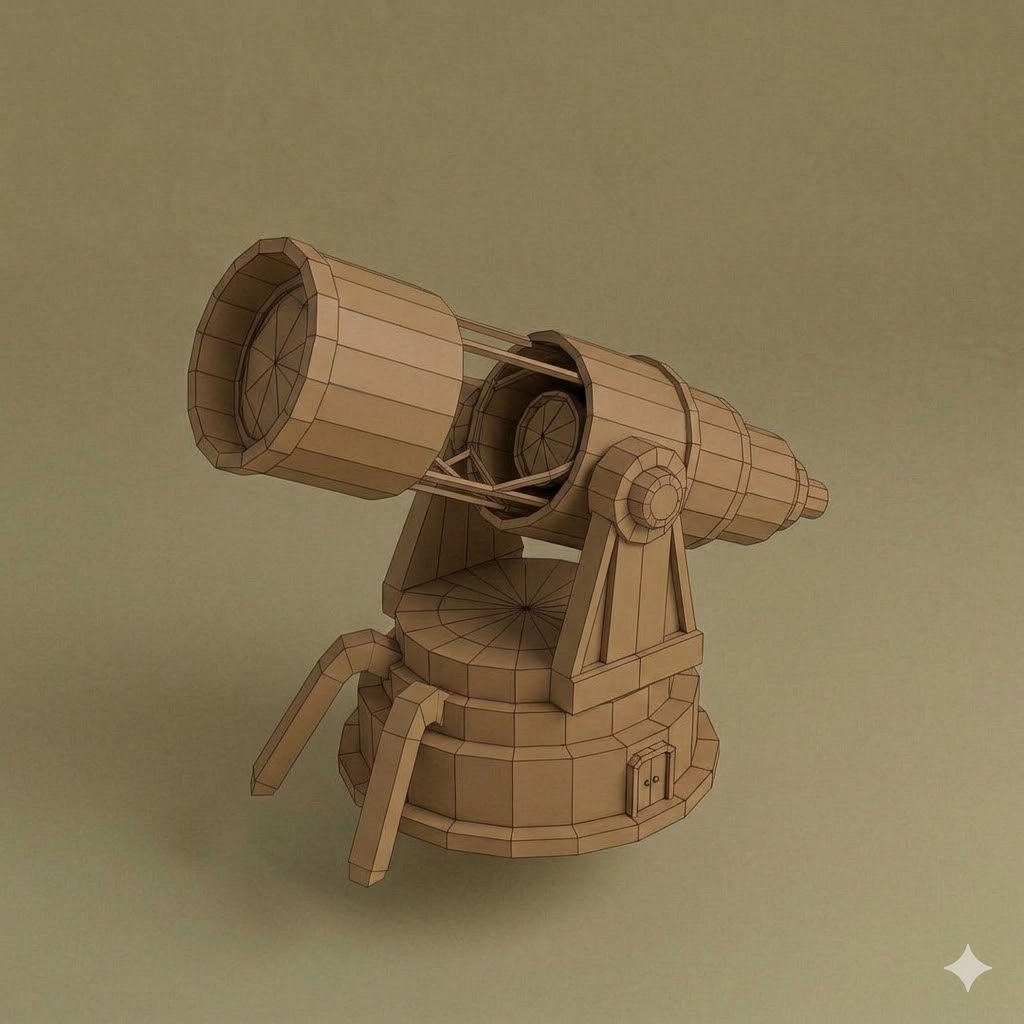 Low Poly Observatory Telescope Giant