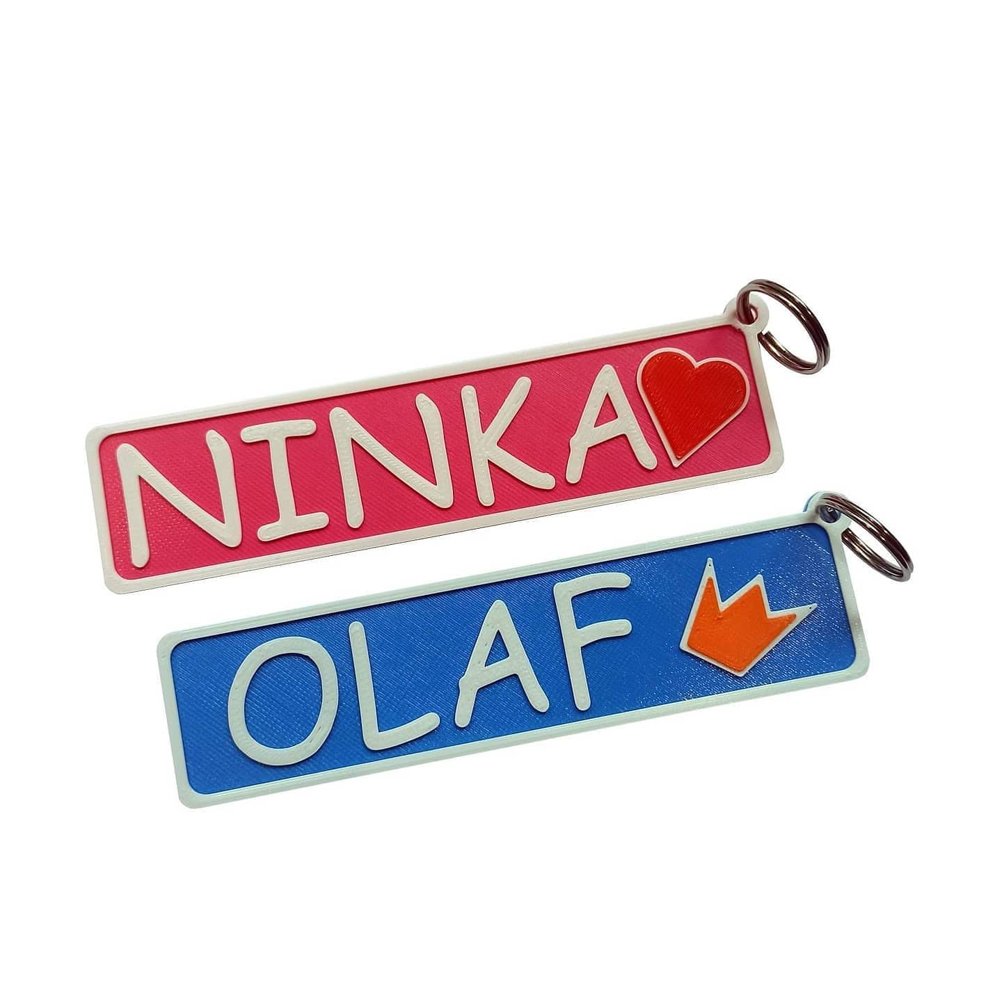 Two sided Keychain with Name (Nick) + Phone Number (or any text) by