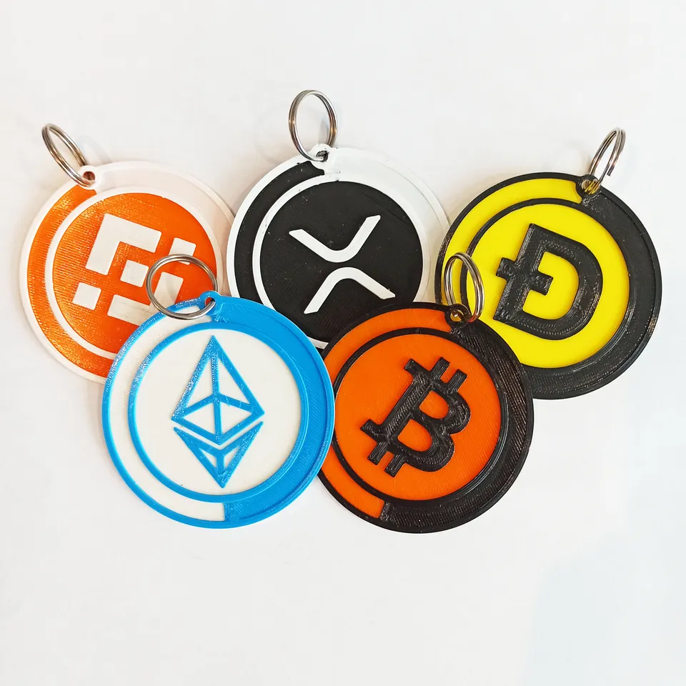 Two Sided Crypto Keychain s BTC ETH BNB XRP DOGE LTC by Qunie | Download  free STL model | Printables.com