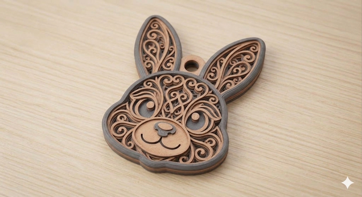 Bunny Filigree Pendant keychain