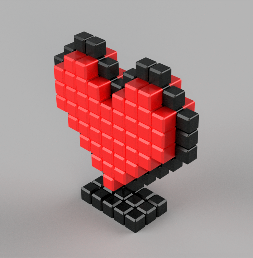 Miniatura 4 do modelo 3D Pixel heart standing