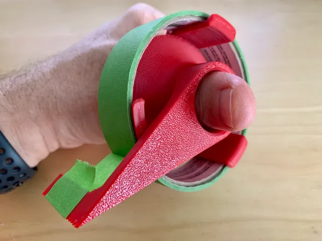Redesigned 24 mm masking tape dispenser with magnetic mount and finger hole