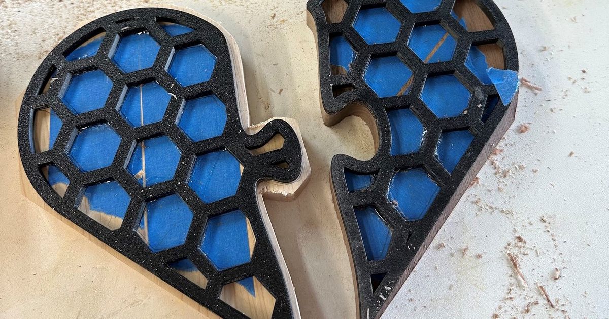 Heart puzzle piece router template by Jeremy Download free STL model Heart puzzle piece router template by Jeremy Download free STL model