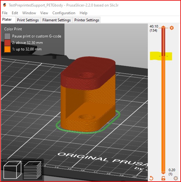 Test with preprinted support for PETG models with overhang by Bas ...