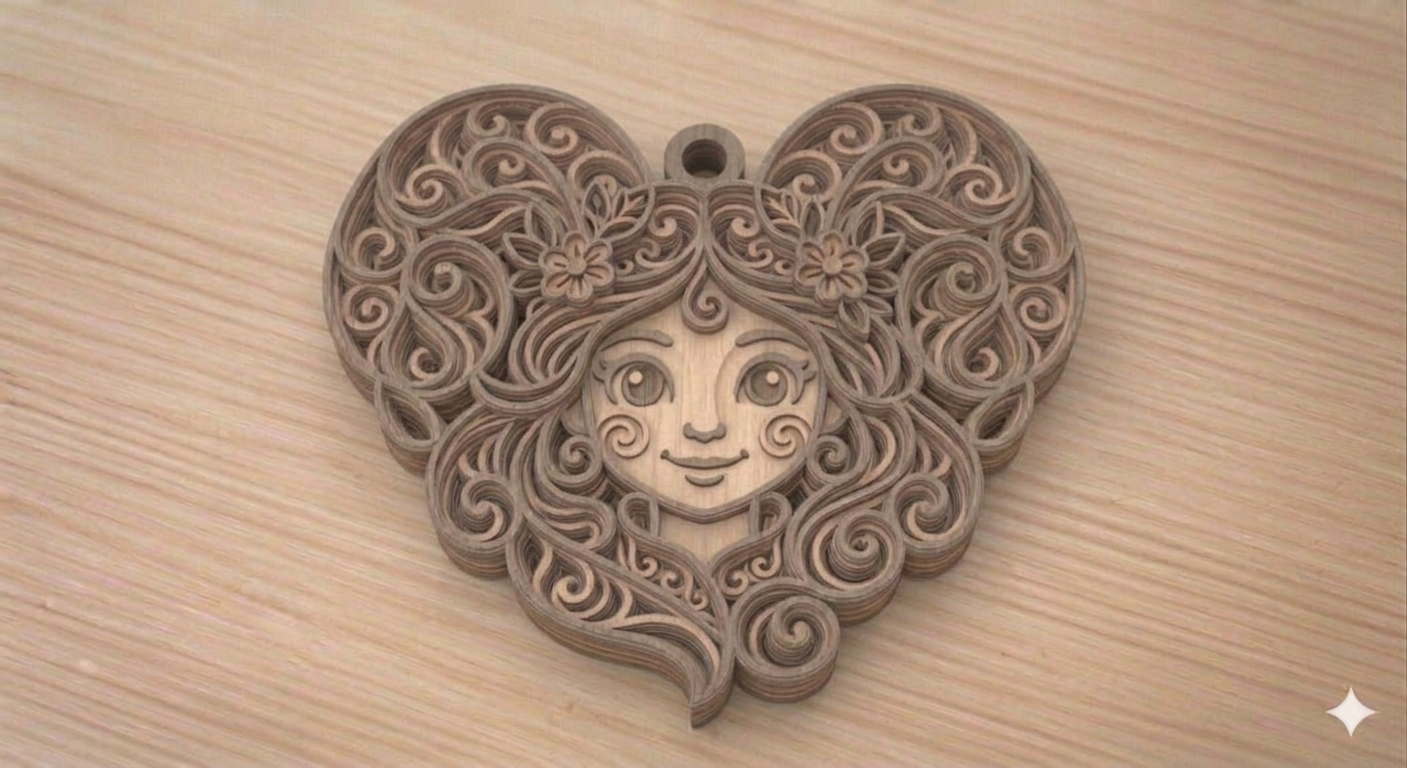 girl's face keychain