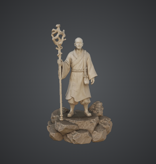 Wandering Monk with Staff – Minimalist Fantasy Figure