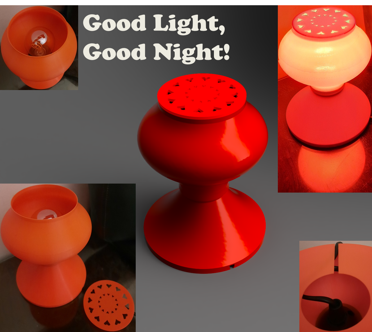 Retro bedside lamp hearts