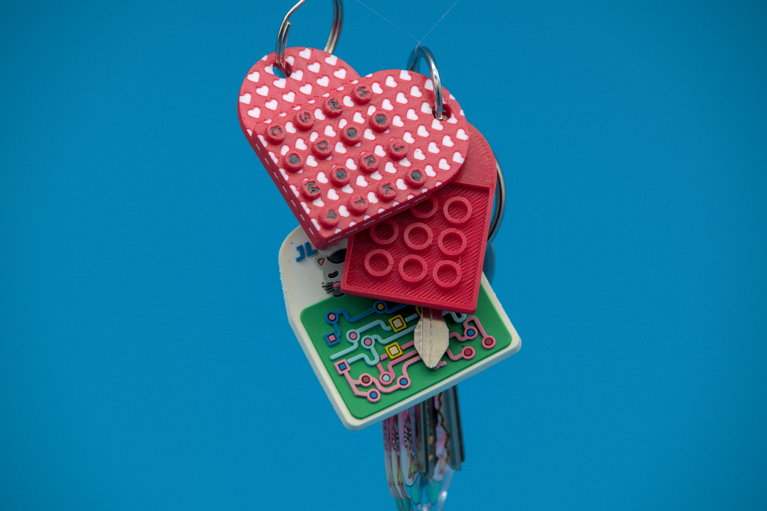 Large Interlocking Brick Valentines Heart Keychain