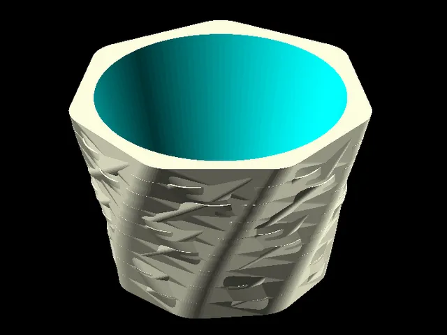 Cache Pot Twisted, Heptagonal, Parametric