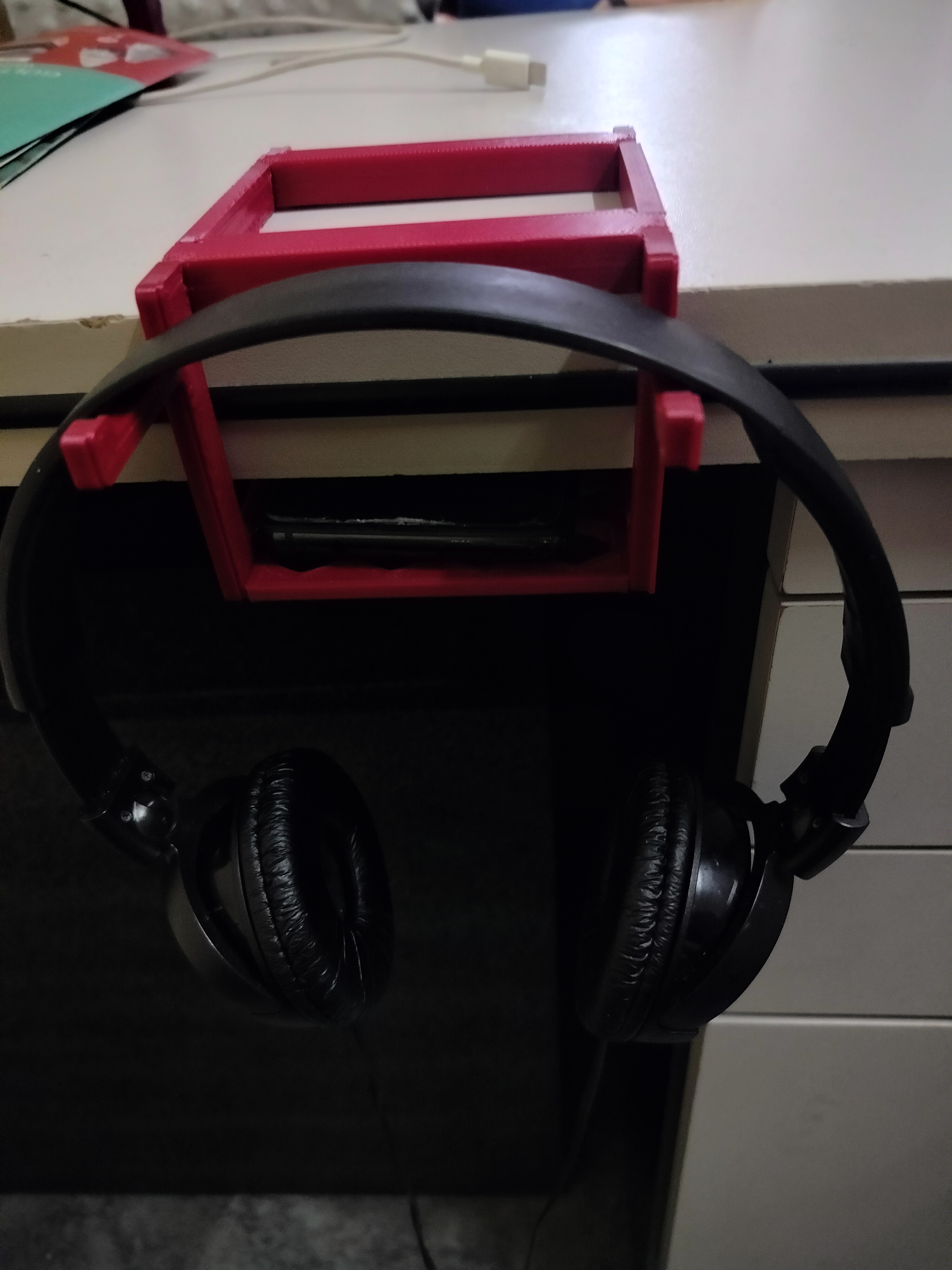 Phone shelf / headphone hook combo