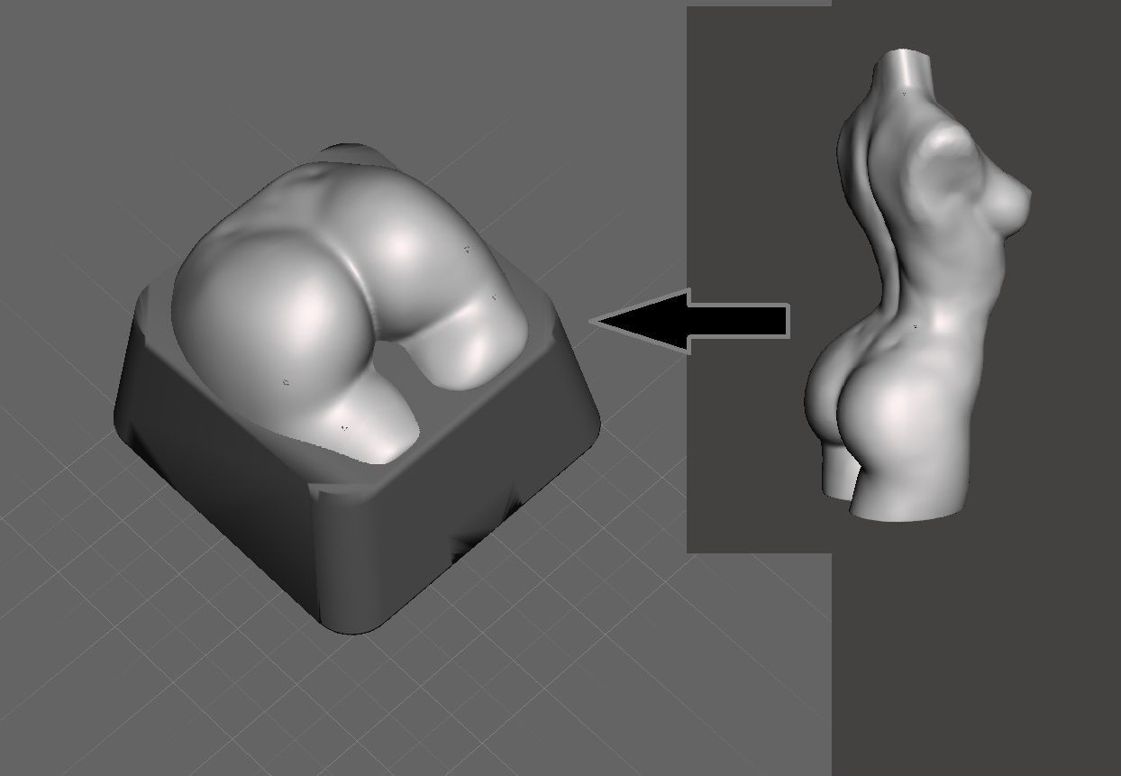 Nice Cute Lady Ass Keycap CherryMX 3D model thumbnail