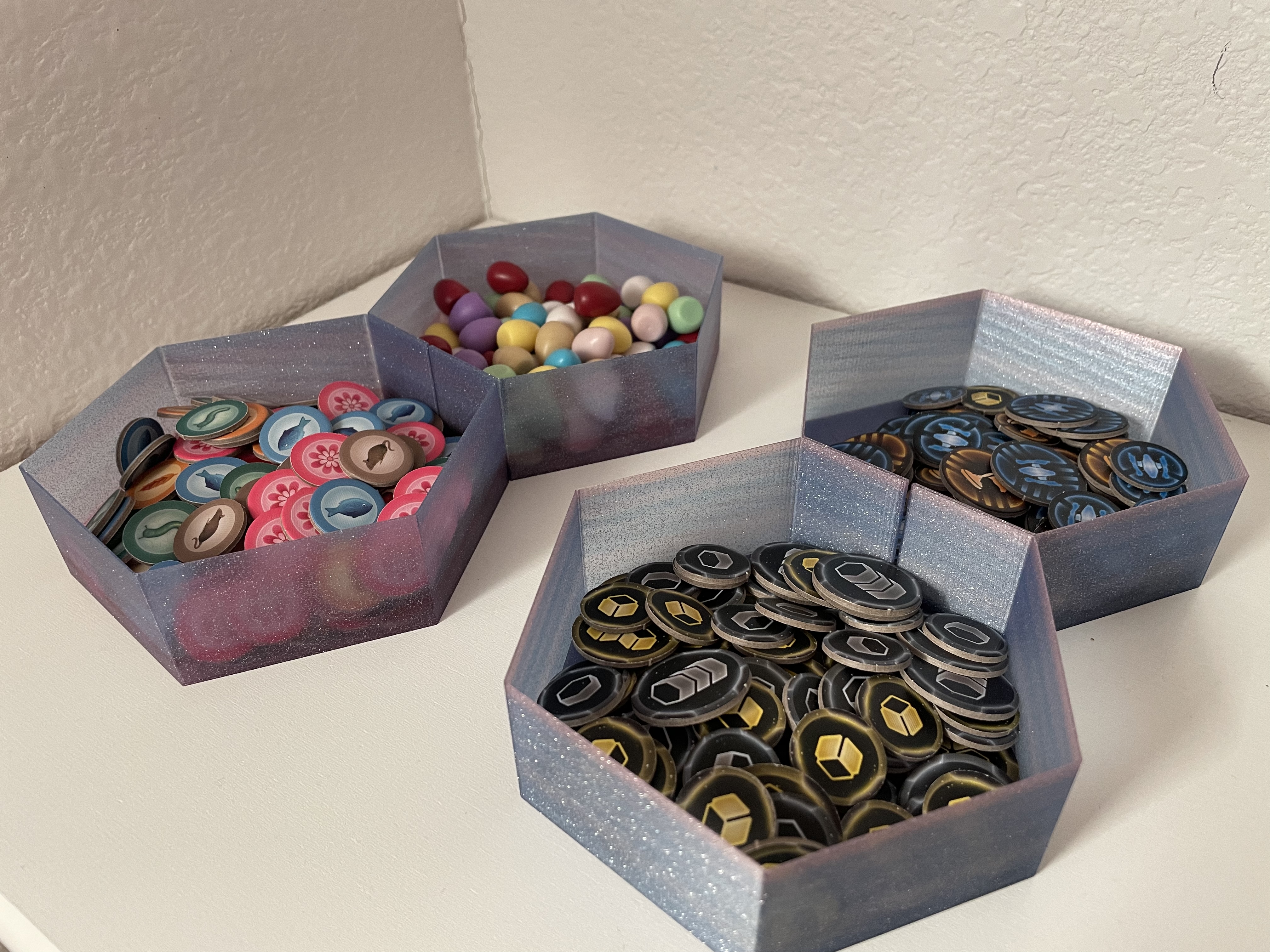 Board game Hexagonal token bin